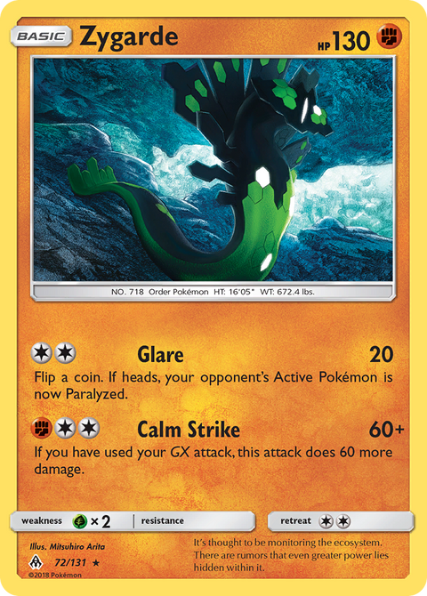 Zygarde 72 Forbidden Light Pokémon card