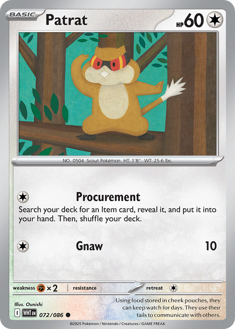 Patrat 72 White Flare Pokémon card