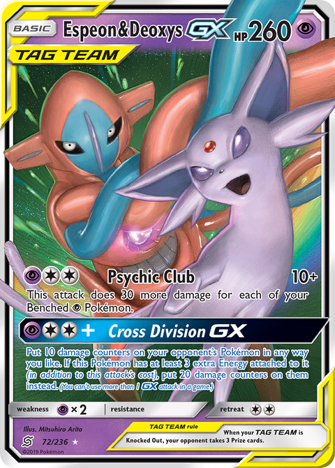 Espeon & Deoxys-GX 72 Unified Minds Pokémon card
