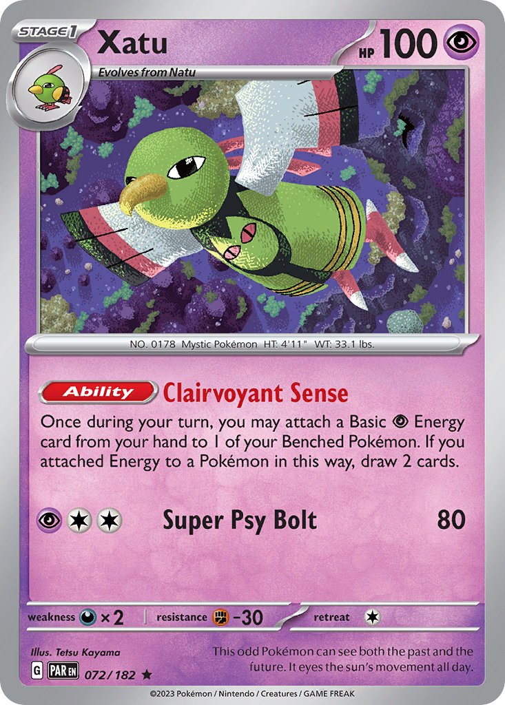 Xatu 72 Paradox Rift Pokémon card