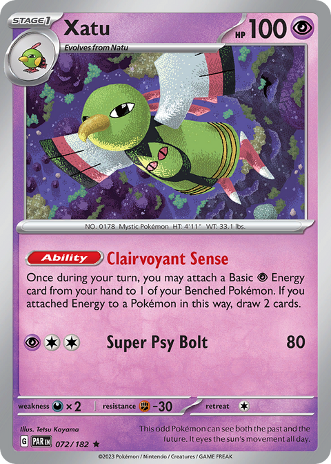 Xatu 72 Paradox Rift Pokémon card