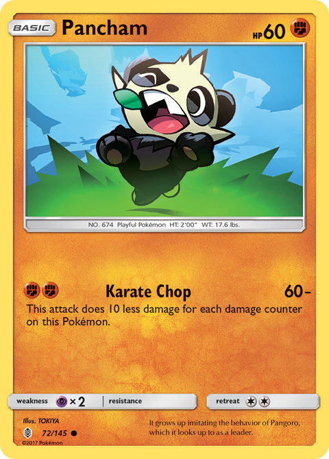 Pancham 72 Guardians Rising Pokémon card