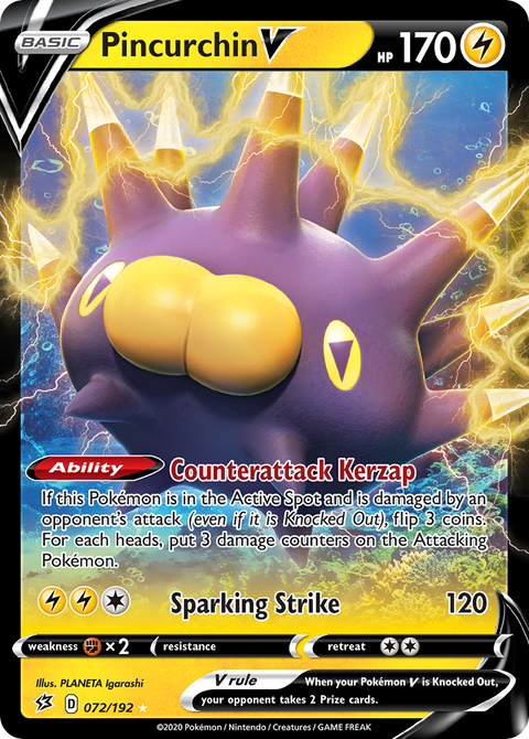 Pincurchin V 72 Rebel Clash Pokémon card