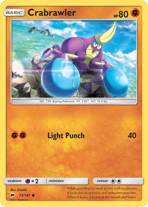 Crabrawler 73 Burning Shadows Pokémon card