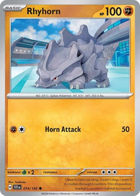 Rhyhorn 74 Stellar Crown Pokémon card