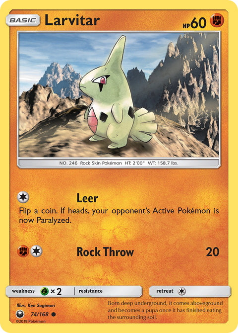Larvitar 74 Celestial Storm Pokémon card