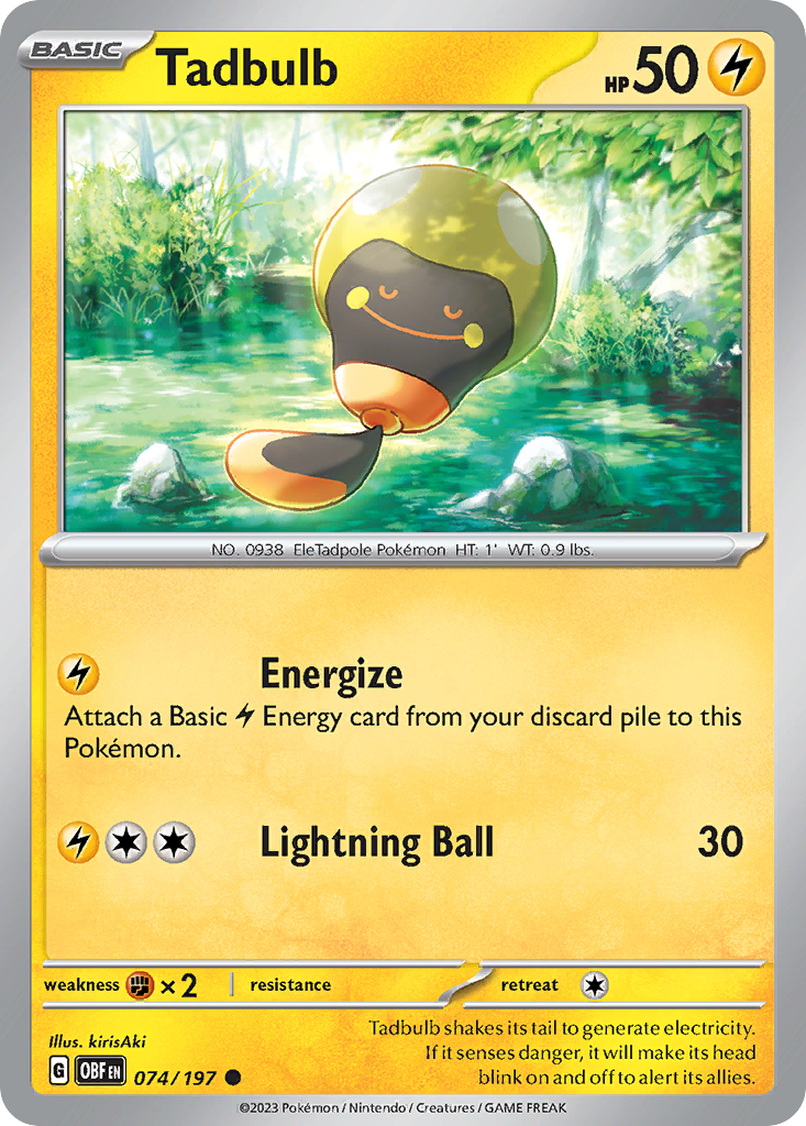 Tadbulb 74 Obsidian Flames Pokémon card
