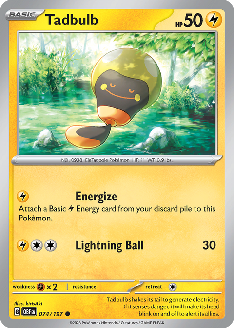 Tadbulb 74 Obsidian Flames Pokémon card