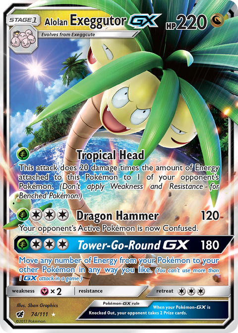 Alolan Exeggutor-GX 74 Crimson Invasion Pokémon card