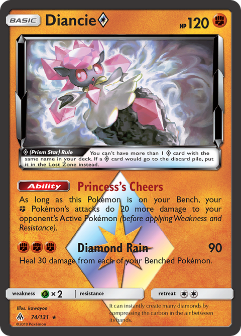 Diancie ◇ 74 Forbidden Light Pokémon card