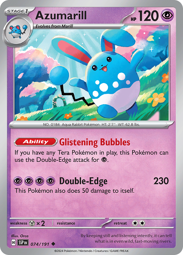 Azumarill 74 Surging Sparks Pokémon card