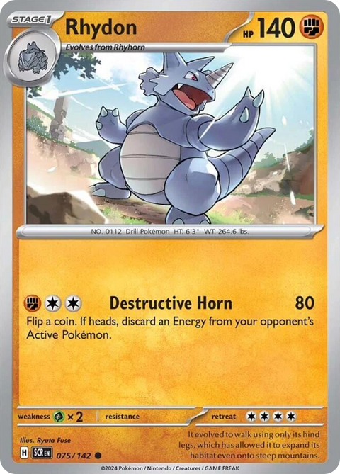Rhydon 75 Stellar Crown Pokémon card