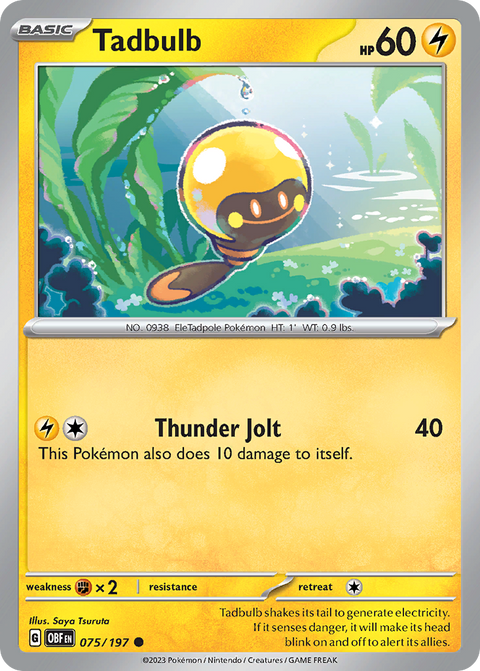 Tadbulb 75 Obsidian Flames Pokémon card