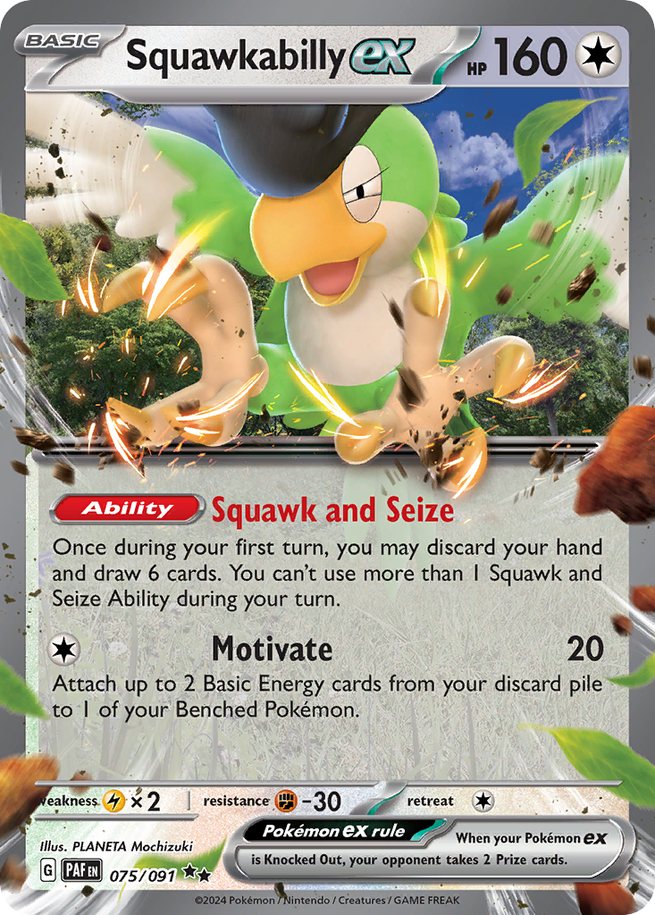 Squawkabilly ex 75 Paldean Fates Pokémon card