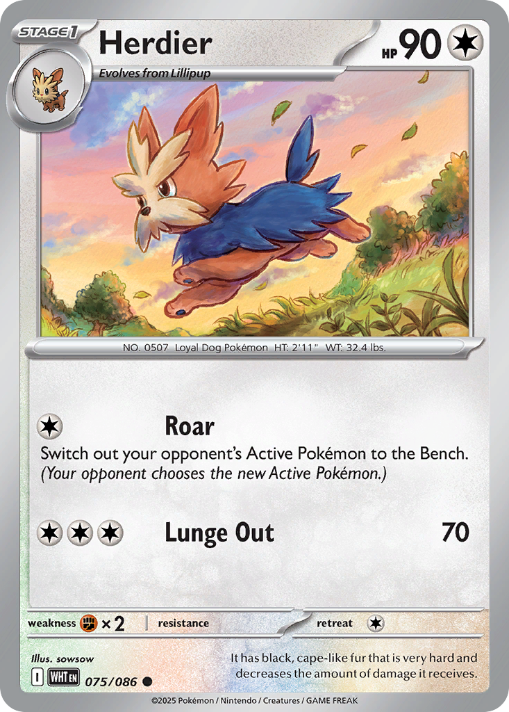 Herdier 75 White Flare Pokémon card