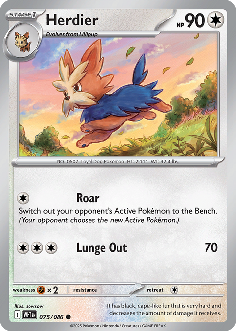 Herdier 75 White Flare Pokémon card