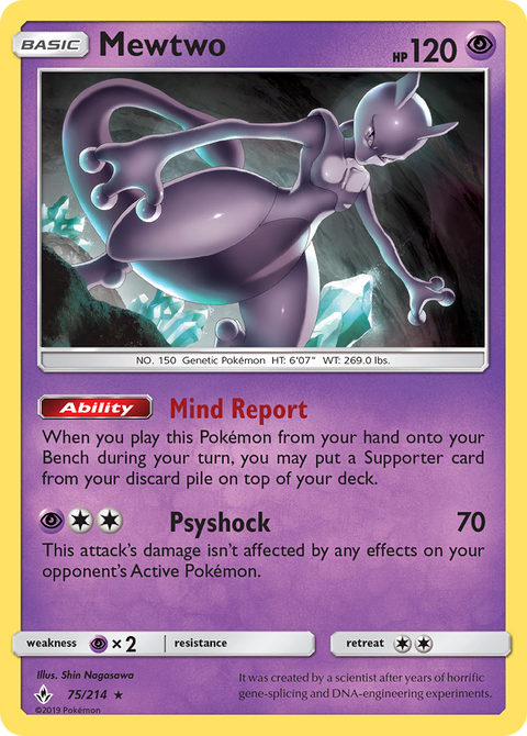 Mewtwo 75 Unbroken Bonds Pokémon card