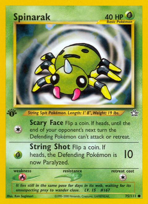 Spinarak 75 Neo Genesis Pokémon card