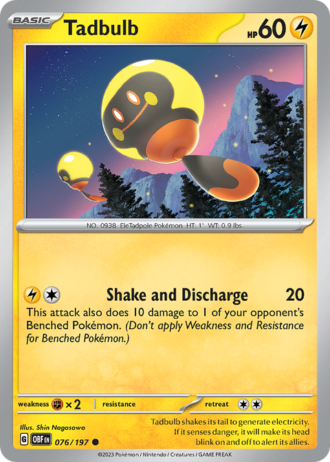 Tadbulb 76 Obsidian Flames Pokémon card