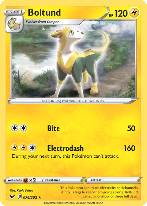 Boltund 76 Sword & Shield Pokémon card