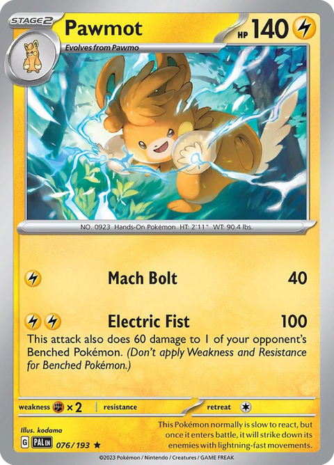 Pawmot 76 Paldea Evolved Pokémon card