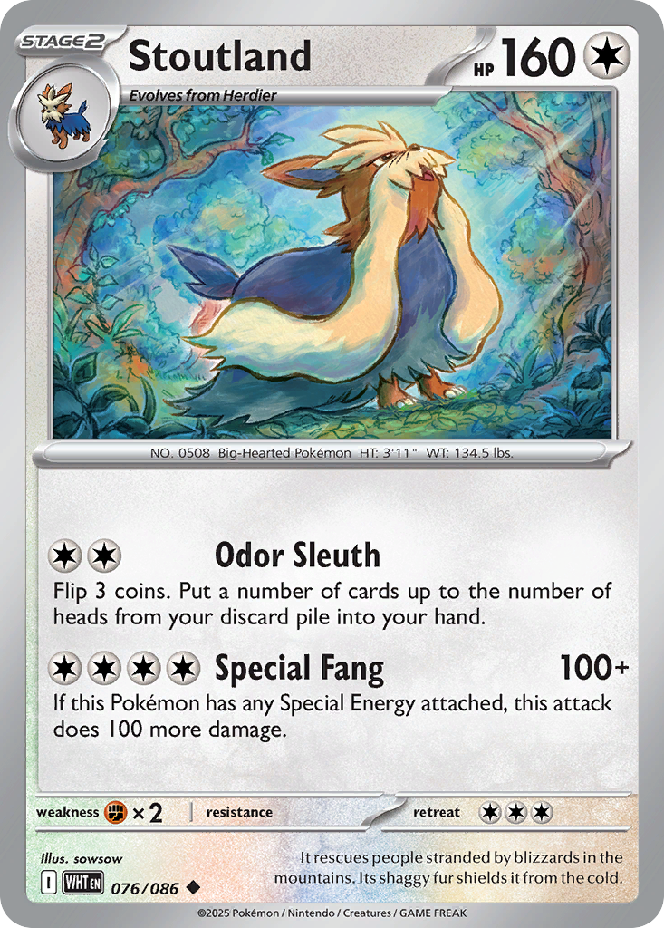 Stoutland 76 White Flare Pokémon card