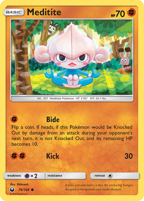 Meditite 76 Celestial Storm Pokémon card