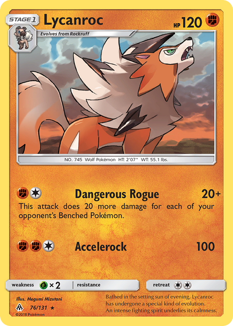 Lycanroc 76 Forbidden Light Pokémon card