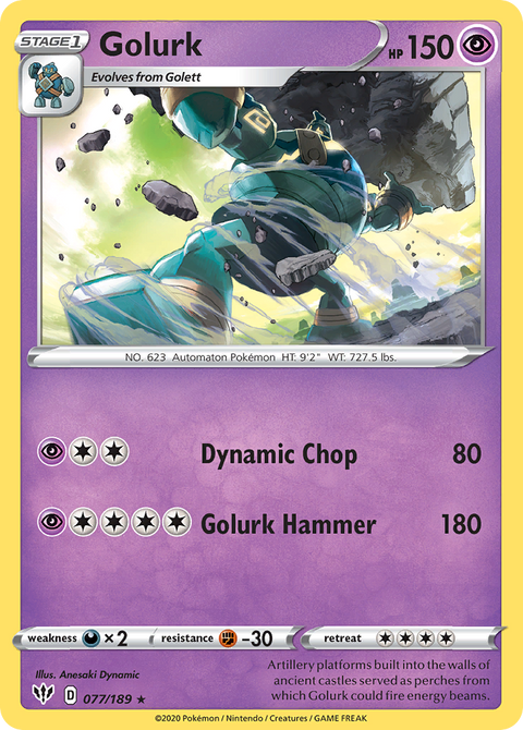 Golurk 77 Darkness Ablaze Pokémon card