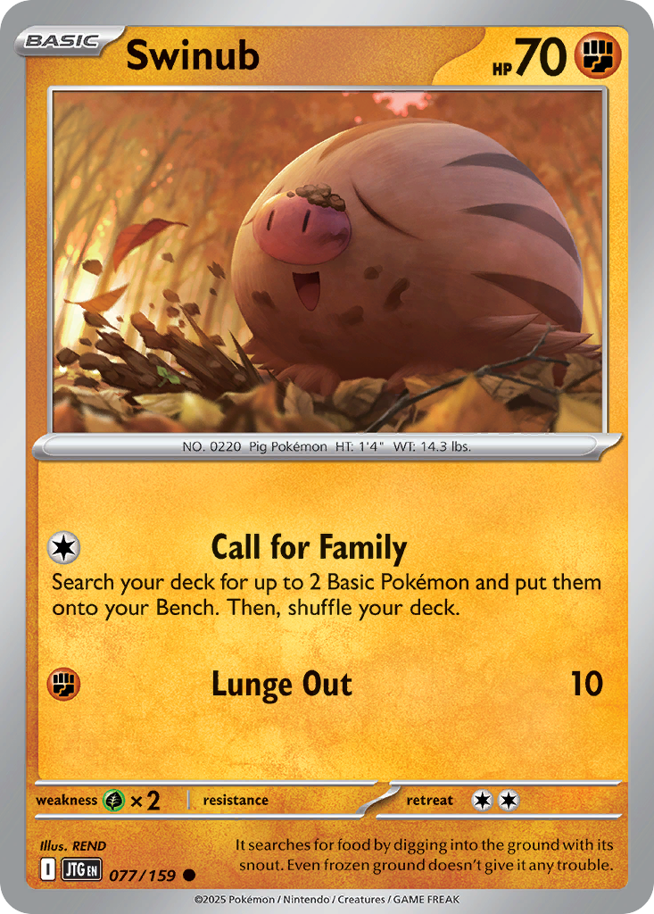 Swinub 77 Journey Together Pokémon card