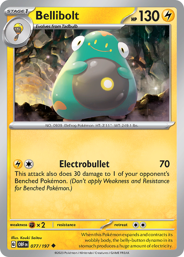 Bellibolt 77 Obsidian Flames Pokémon card
