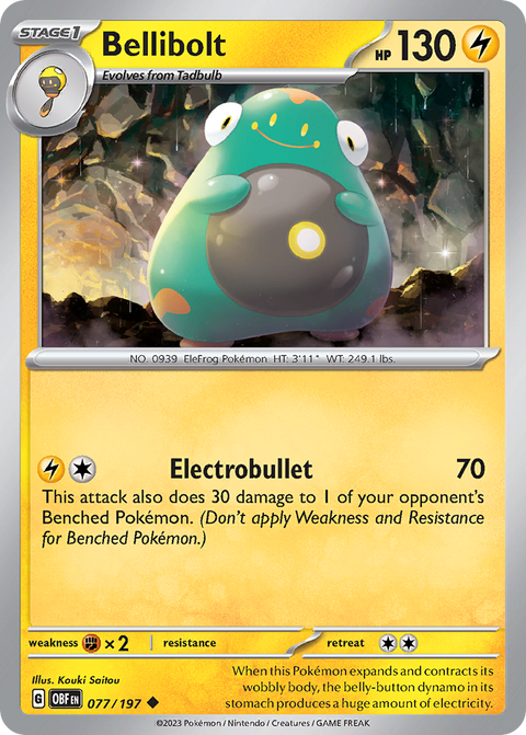 Bellibolt 77 Obsidian Flames Pokémon card