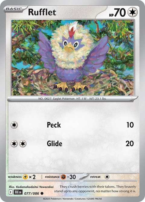 Rufflet 77 Black Bolt Pokémon card