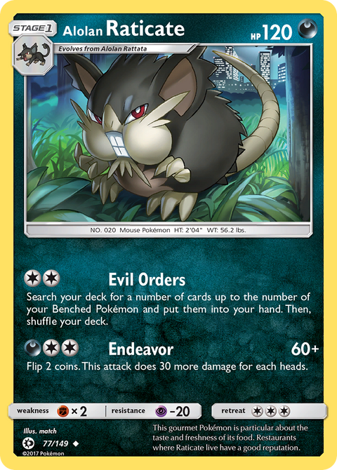 Alolan Raticate 77 Sun & Moon Pokémon card