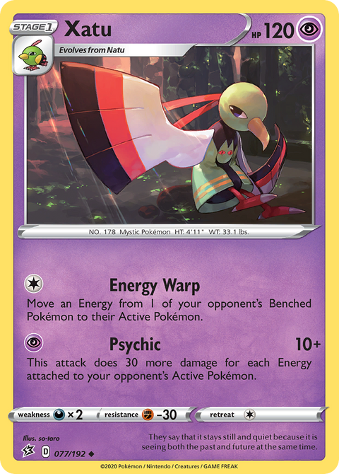 Xatu 77 Rebel Clash Pokémon card