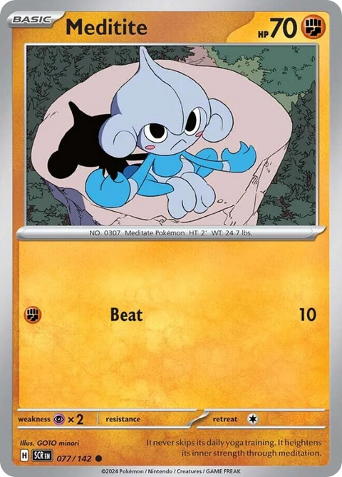 Meditite 77 Stellar Crown Pokémon card