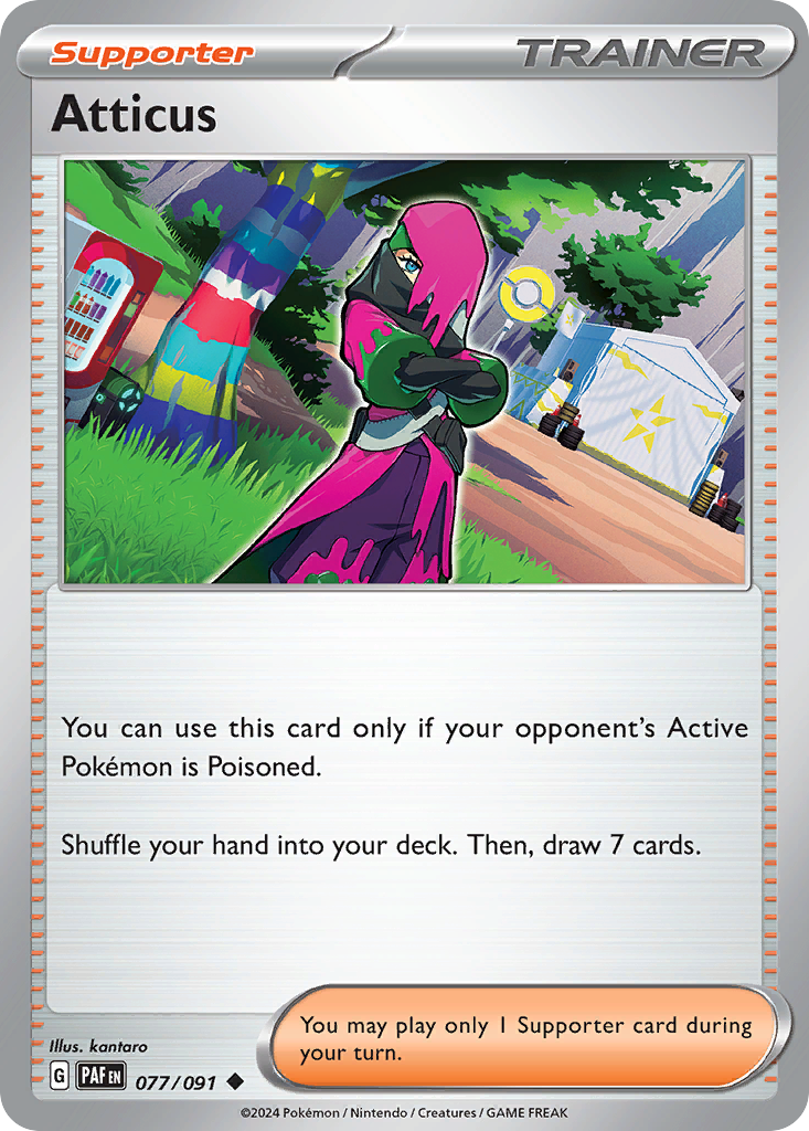 Atticus 77 Paldean Fates Pokémon card