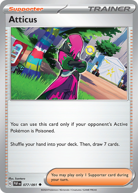 Atticus 77 Paldean Fates Pokémon card