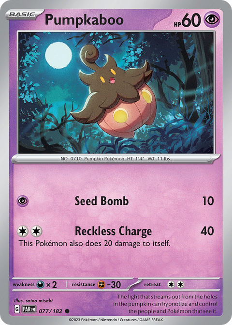Pumpkaboo 77 Paradox Rift Pokémon card