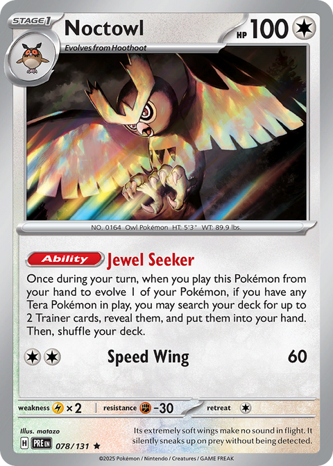 Noctowl 78 Prismatic Evolutions Pokémon card