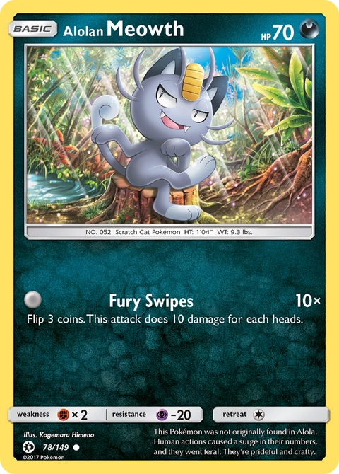 Alolan Meowth 78 Sun & Moon Pokémon card