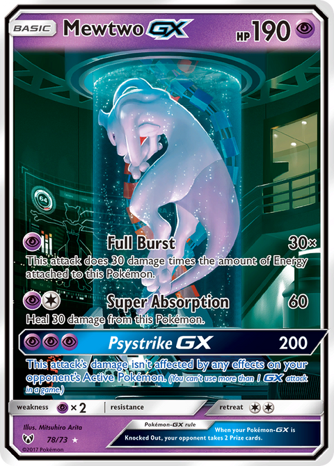 Mewtwo-GX 78 Shining Legends Pokémon card