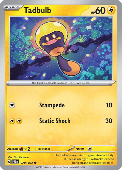 Tadbulb 78 Paldea Evolved Pokémon card