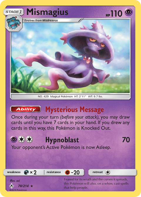 Mismagius 78 Unbroken Bonds Pokémon card