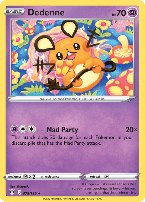 Dedenne 78 Darkness Ablaze Pokémon card