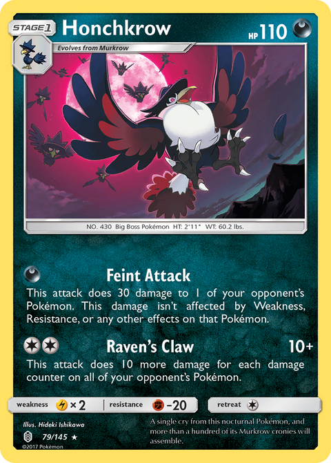 Honchkrow 79 Guardians Rising Pokémon card