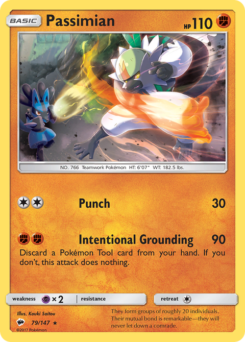 Passimian 79 Burning Shadows Pokémon card