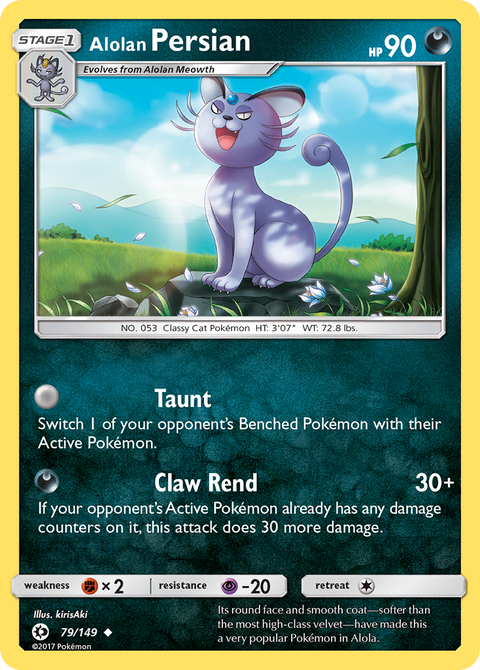Alolan Persian 79 Sun & Moon Pokémon card