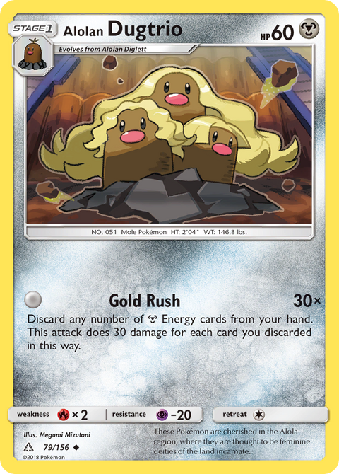 Alolan Dugtrio 79 Ultra Prism Pokémon card