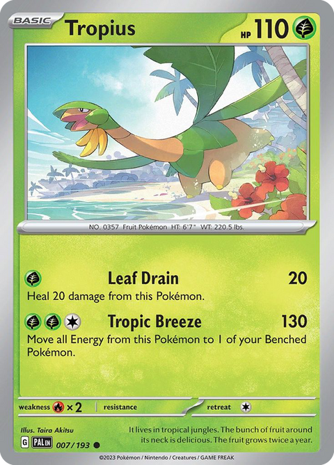 Tropius 7 Paldea Evolved Pokémon card